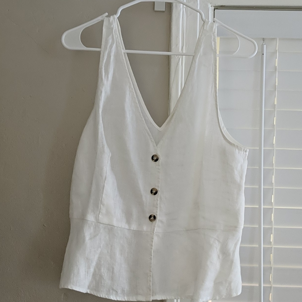 H&M V Neck Linen Blouse( Peplum Style)